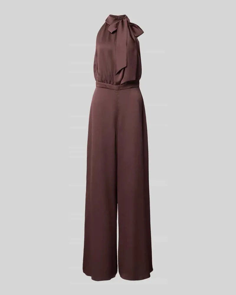 Swing Jumpsuit mit Zierschleife Dunkelbraun