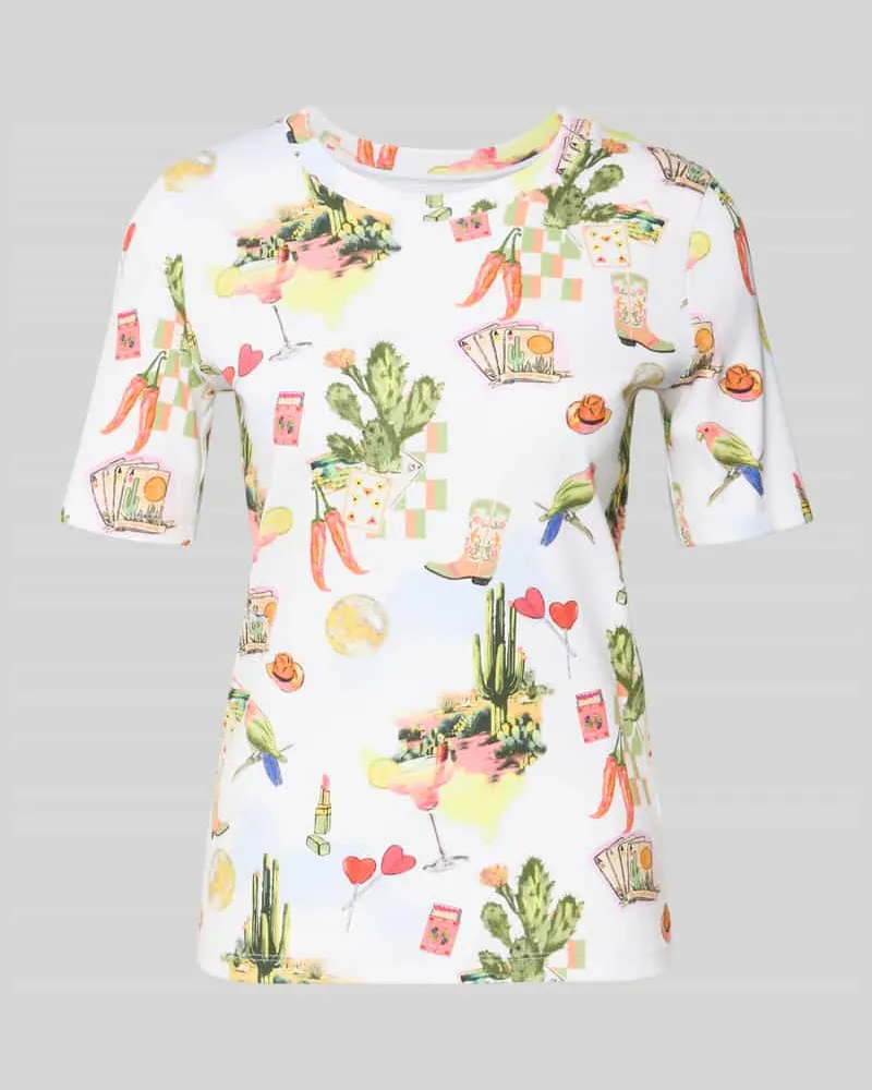 Marc Cain T-Shirt im Allover-Look Weiss
