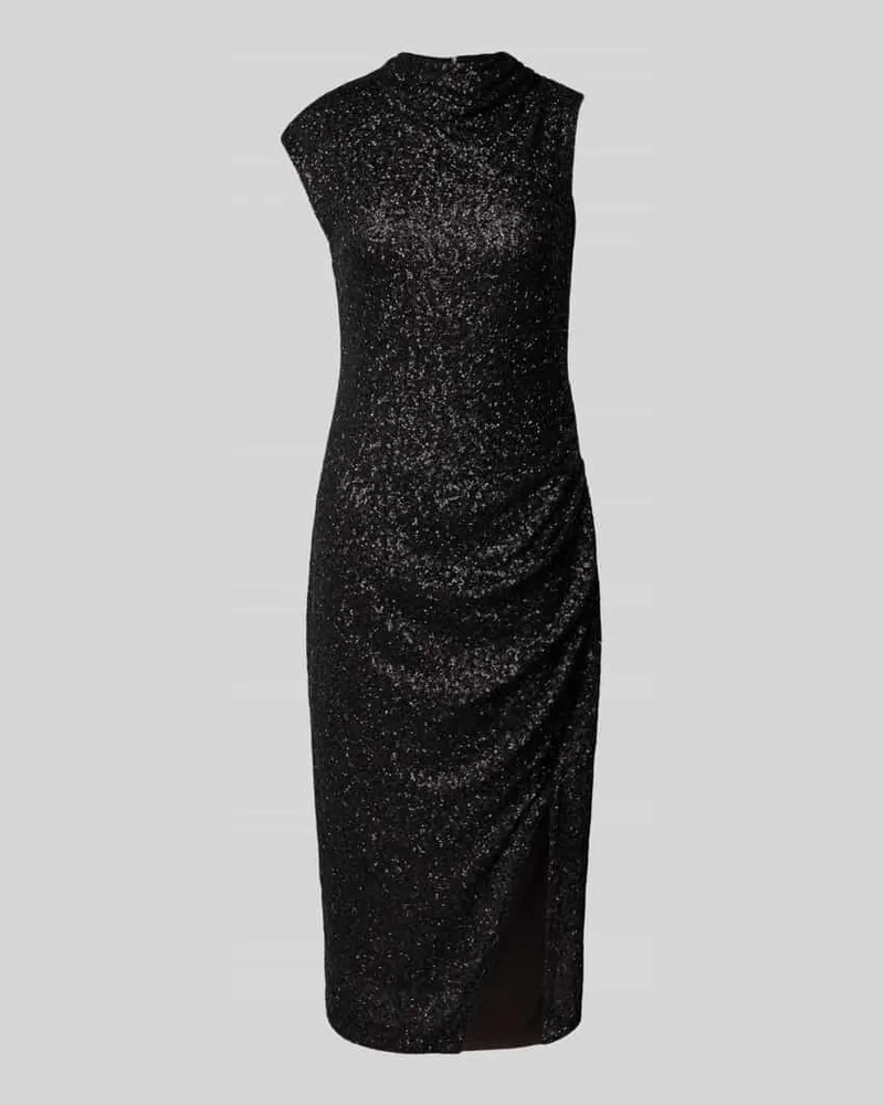HUGO BOSS Abendkleid mit Pailletten-Raffung Dunkelbraun
