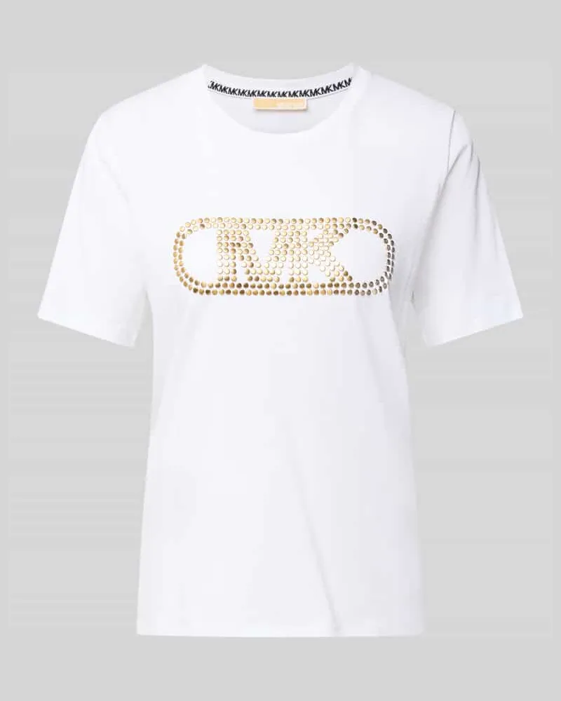 Michael Kors T-Shirt mit Logo und Rundhalsausschnitt Weiss