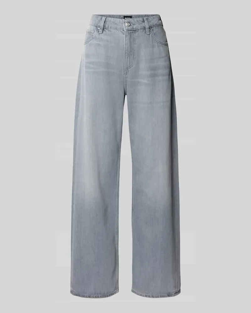 HUGO BOSS Regular Fit Boyfriend Jeans mit 5-Pocket-Design Hellgrau