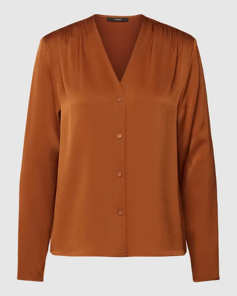 windsor. Hemdbluse mit V-Ausschnitt Cognac