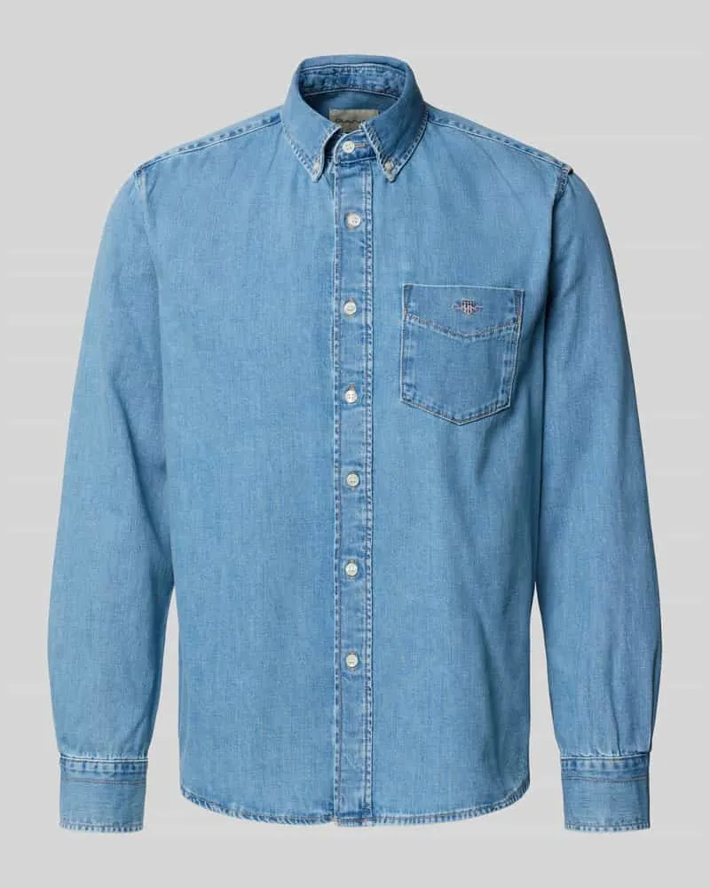 Gant Regular Fit Freizeithemd in Denim-Optik Hellblau