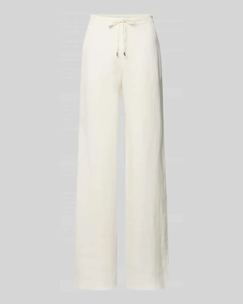 Max Mara Relaxed Fit Leinenhose mit Allover-Muster Modell 'FONTE Offwhite