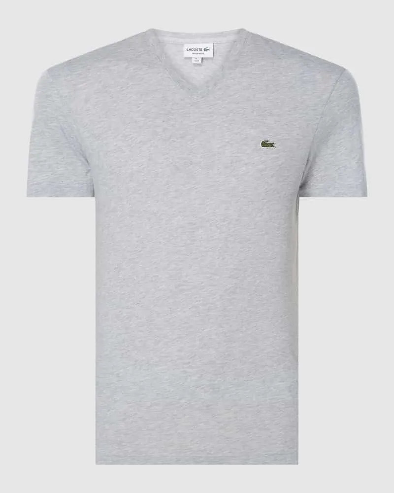 Lacoste Regular Fit T-Shirt mit V-Ausschnitt Silber