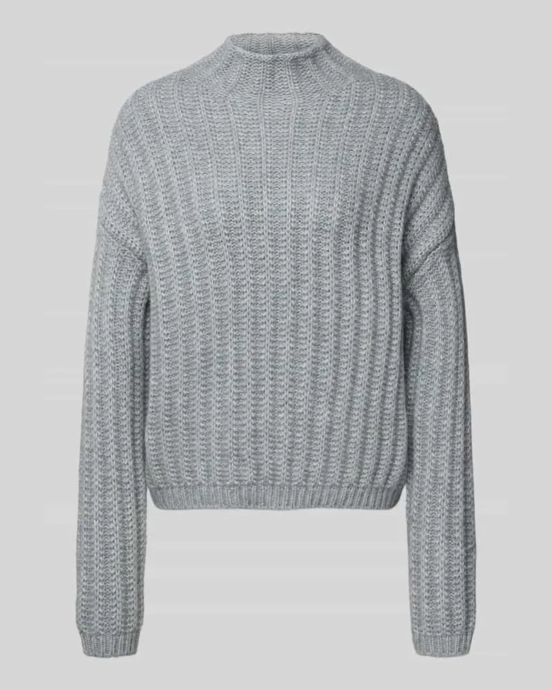 HUGO BOSS Relaxed Fit Strickpullover aus Baumwoll-Mix mit Woll-Anteil Modell 'SAFINEYNY Hellgrau