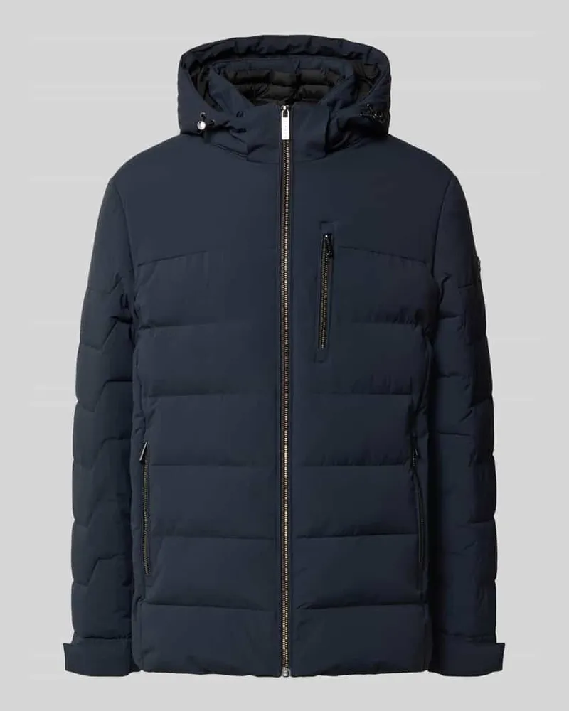 Bugatti Steppjacke mit Kapuze und Reißverschlusstaschen Marine