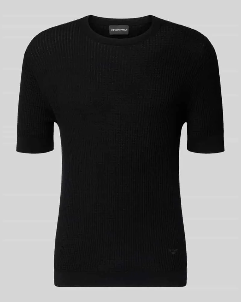 Emporio Armani Slim Fit T-Shirt mit Seiden-Anteil in Strick-Optik Black