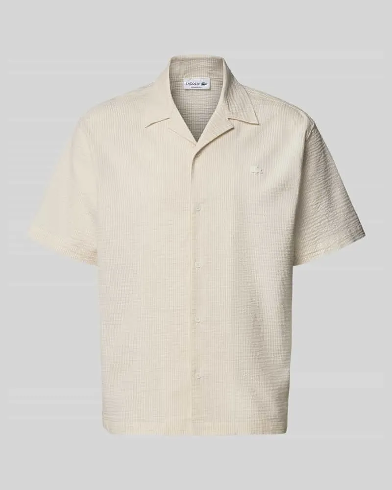 Lacoste Relaxed Fit Freizeithemd aus reiner Baumwolle Offwhite