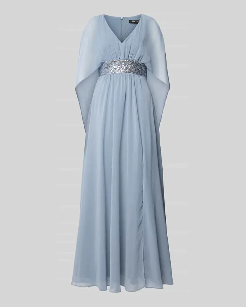Swing Abendkleid mit Taillenband Bleu