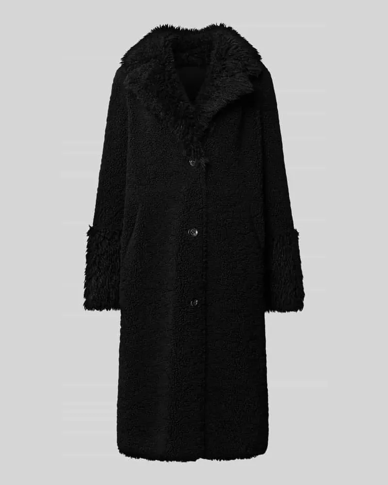 Beaumont Amsterdam Mantel aus Teddyfell mit Reverskragen Black