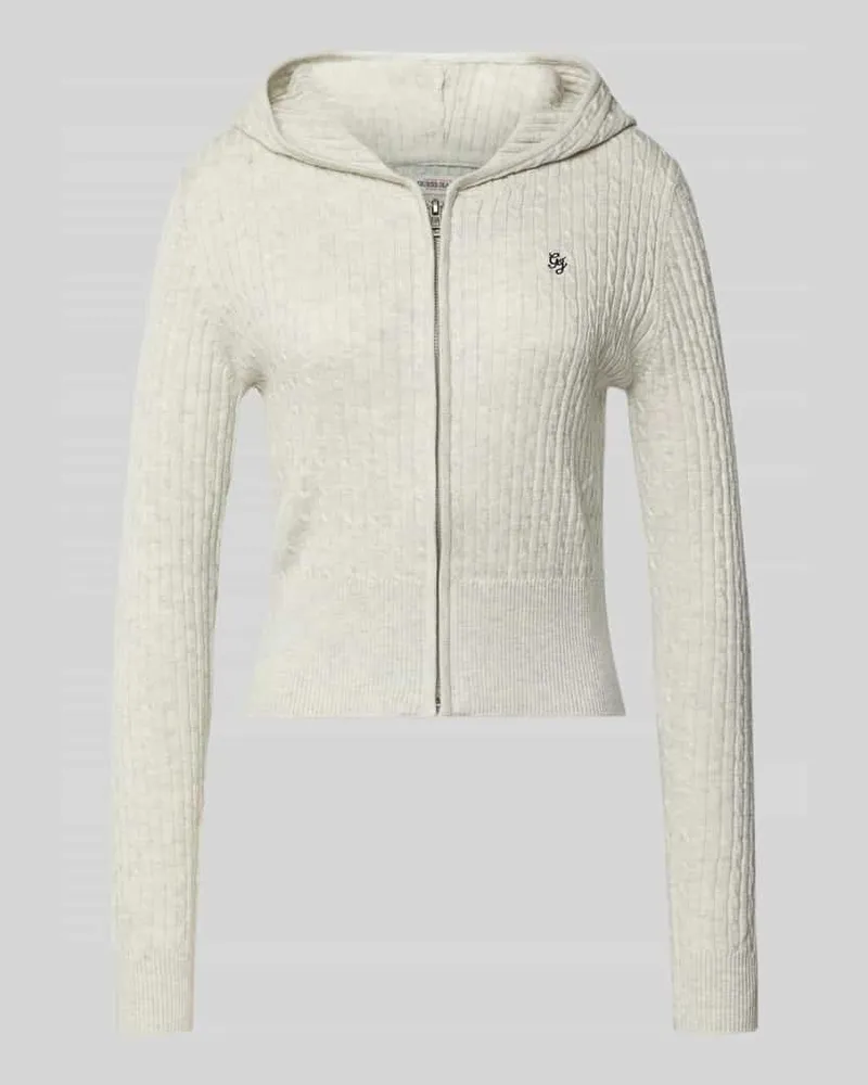 Guess Strickjacke mit Reißverschluss Hellgrau