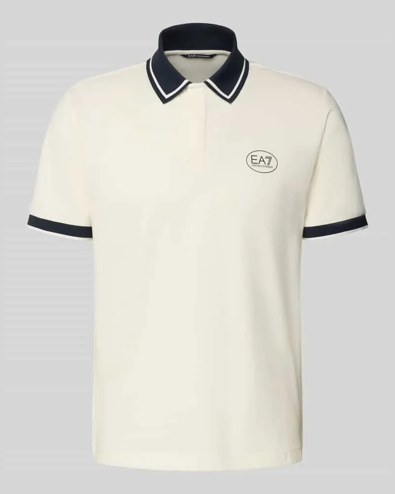 EA7 Regular Fit Poloshirt mit Logo-Print Offwhite