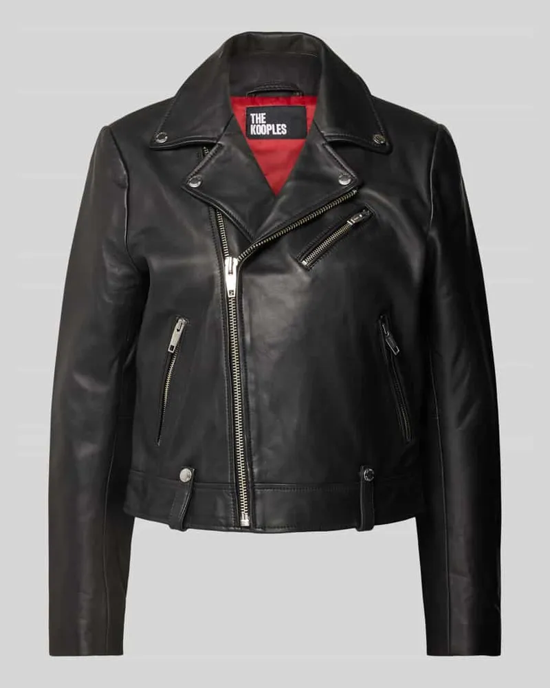 The Kooples Bikerjacke in Leder-Optik mit Reißverschlusstaschen Black