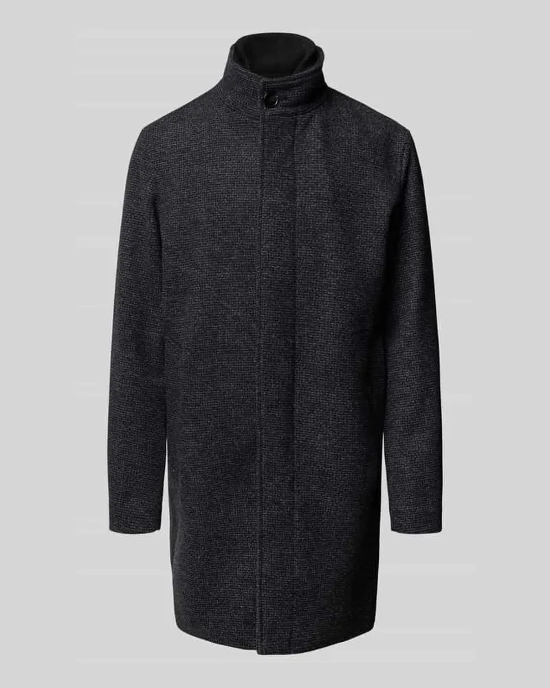 Jack & Jones Mantel aus Woll-Mix mit Stehkragen und Eingrifftaschen Anthrazit