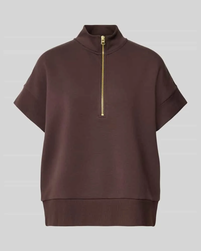 Varley Sweatshirt mit Troyer-Kragen Modell 'Ritchie Dunkelbraun