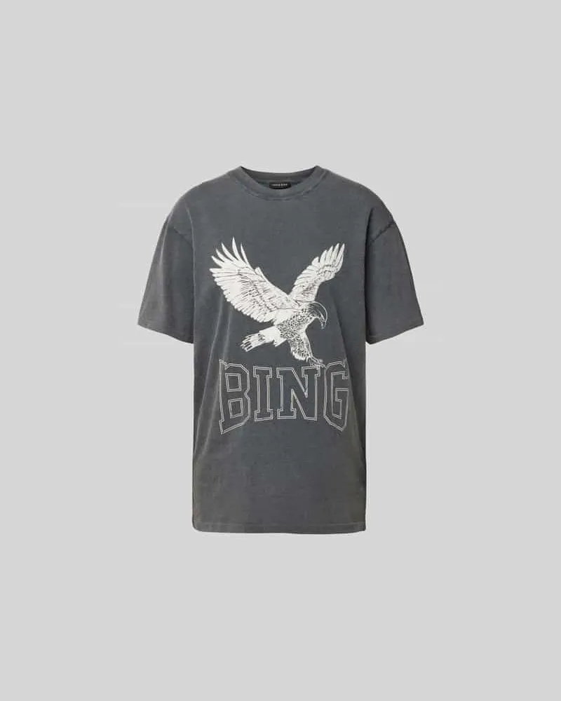 Anine Bing Oversized T-Shirt mit Label-Print Dunkelgrau