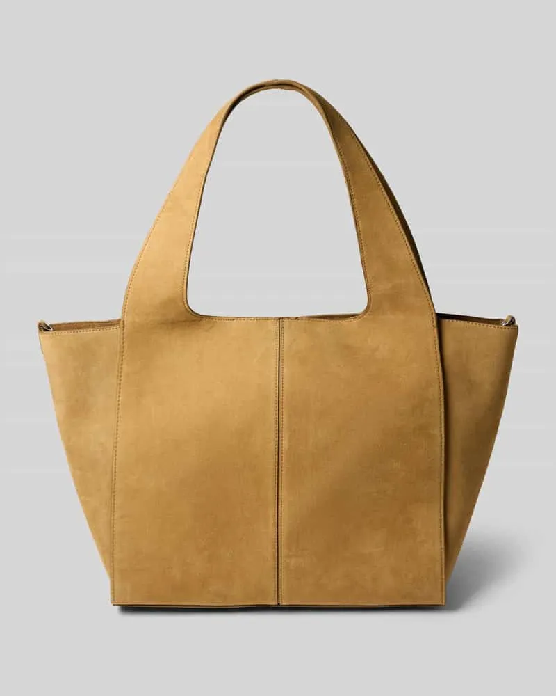 Mango Tote Bag aus Leder-Mix Modell 'Ramona Mittelbraun