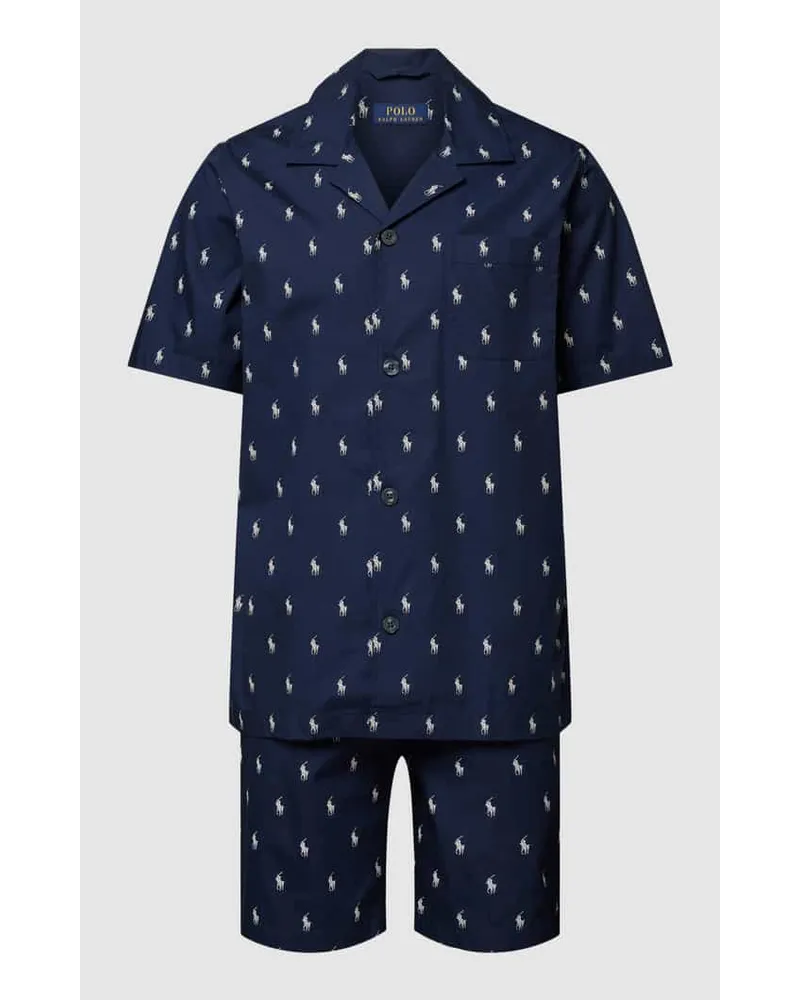 Ralph Lauren Pyjama mit Allover-Logo-Muster Modell 'WOVEN Marine