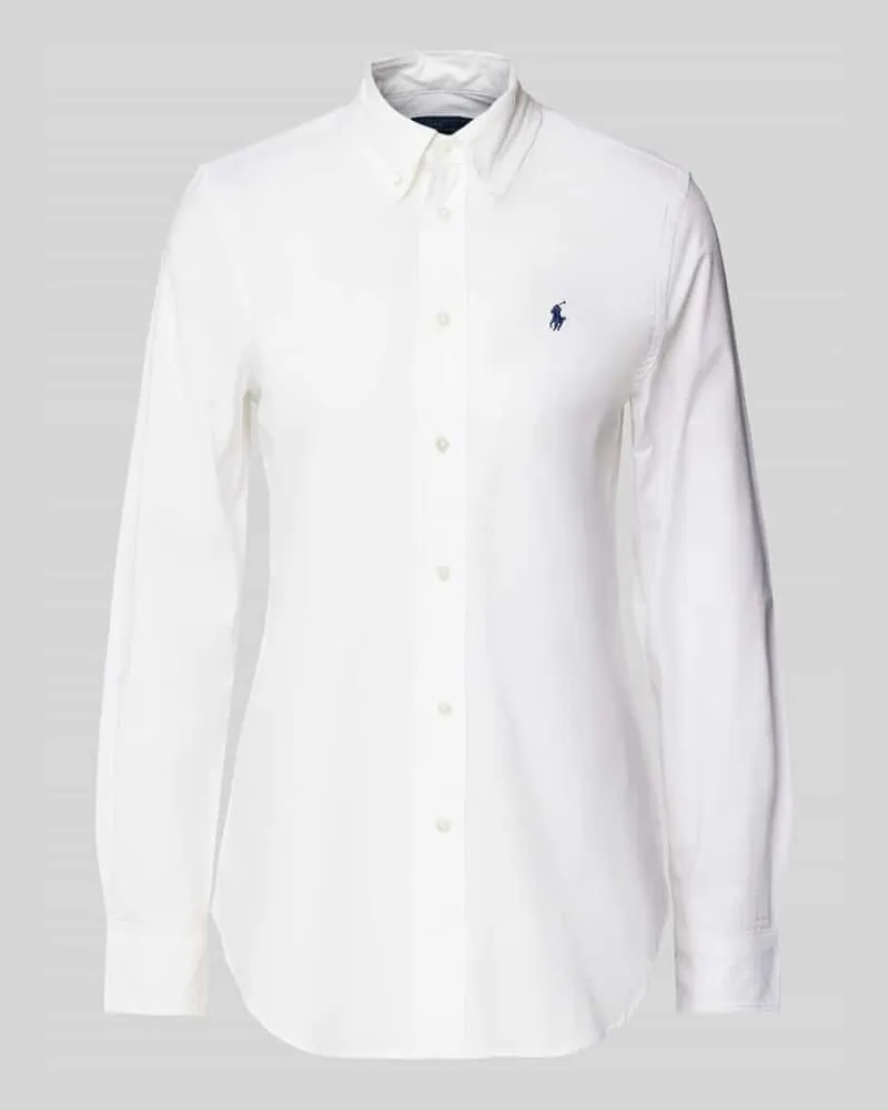 Ralph Lauren Slim Fit Hemdbluse mit Logo-Stitching Weiss
