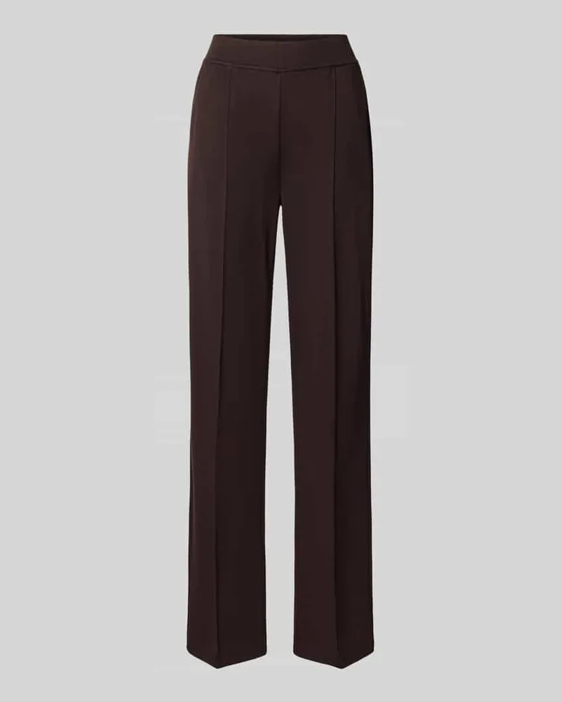 Milano Italy Straight Fit Hose aus Viskose-Mix Dunkelbraun