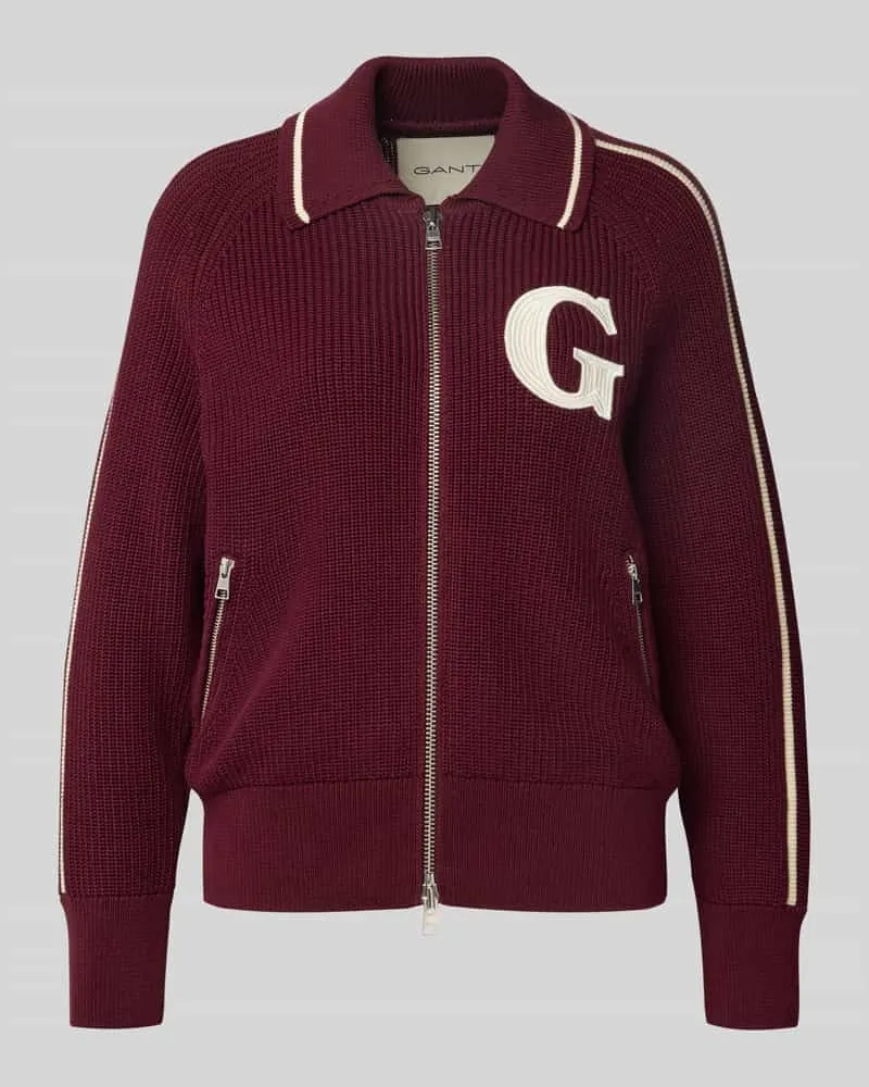 Gant Strickjacke mit Label-Stitching Bordeaux