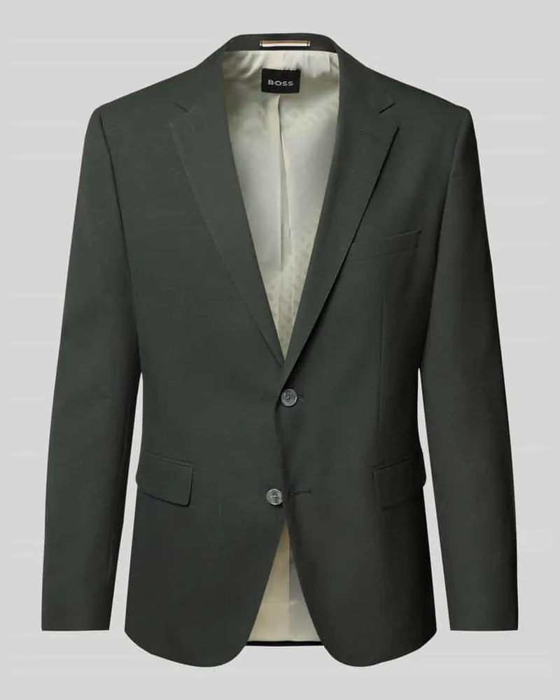 HUGO BOSS Slim Fit 2-Knopf-Sakko aus Schurwoll-Mix mit Leinen-Anteil Modell 'Jasper Dunkelgruen
