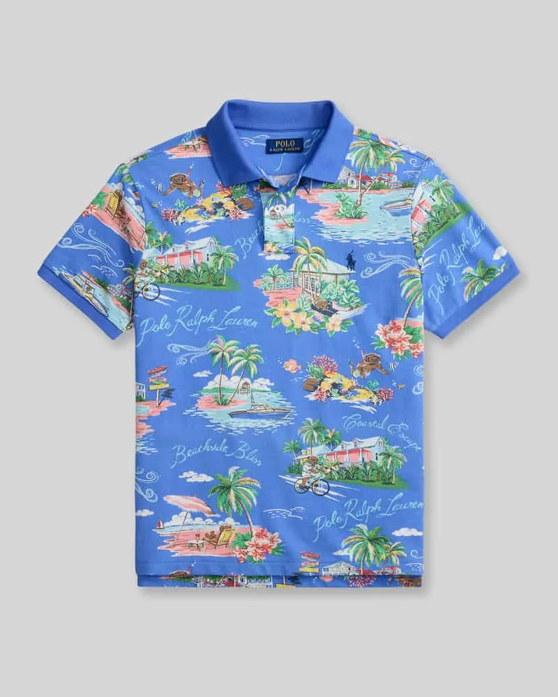 Ralph Lauren Poloshirt aus reiner Baumwolle Bleu