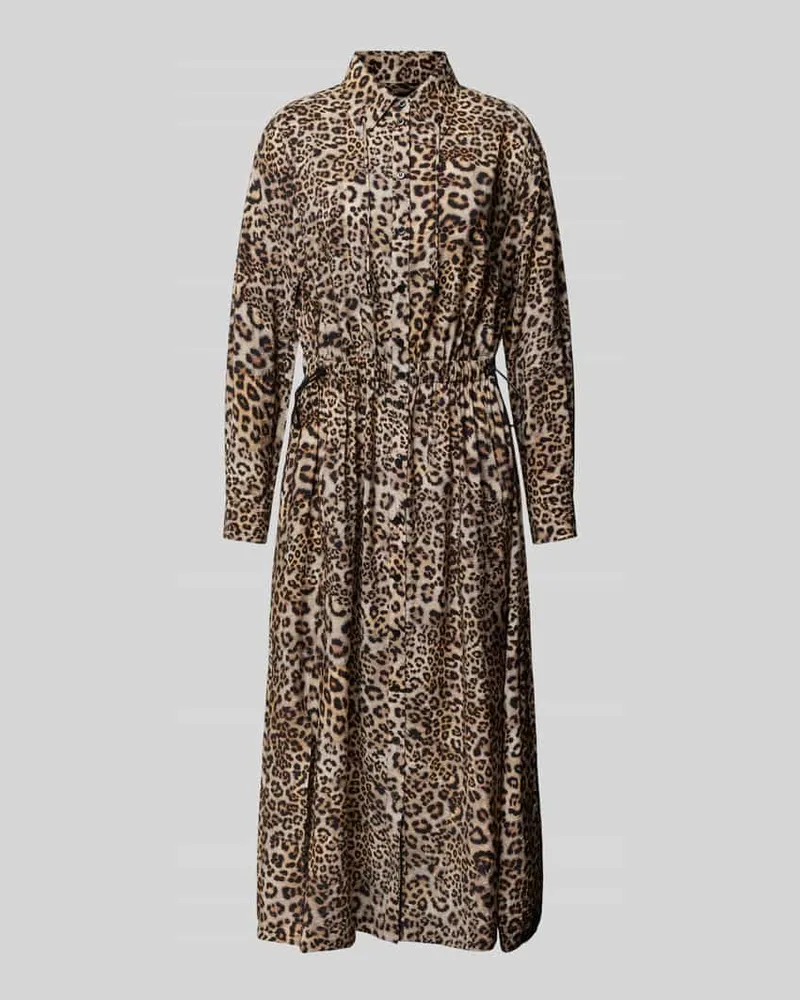Marc Cain Midikleid mit durchgehender Knopfleiste Mittelbraun