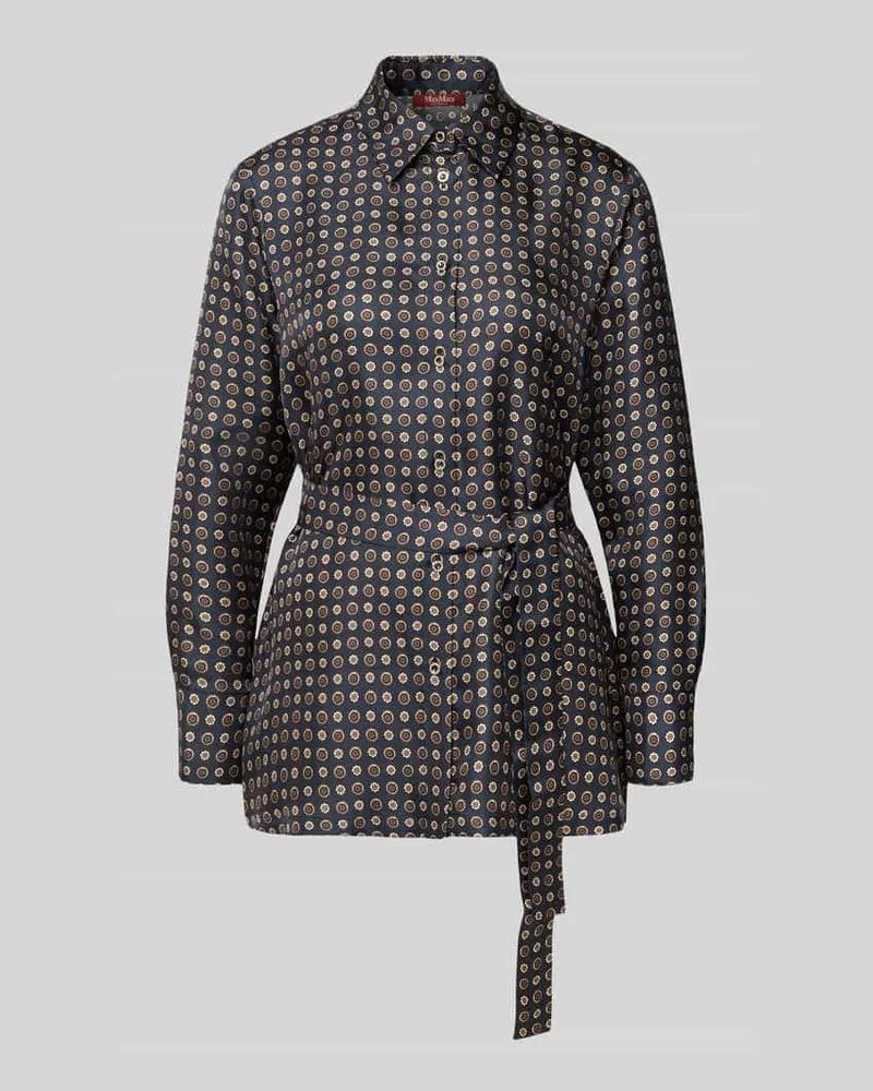 Max Mara Regular Fit Hemdbluse aus bedruckter Seide Modell 'BOCCALE Marine