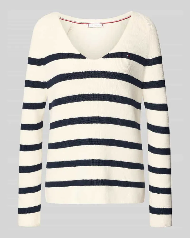 Tommy Hilfiger Regular Fit Strickpullover aus reiner Baumwolle Weiss
