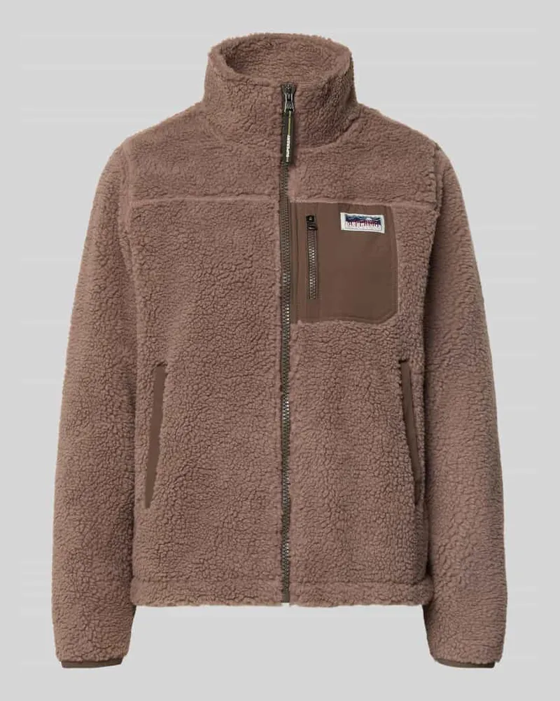 Superdry. Fleecejacke mit Reißverschluss Modell 'Heritage Taupe