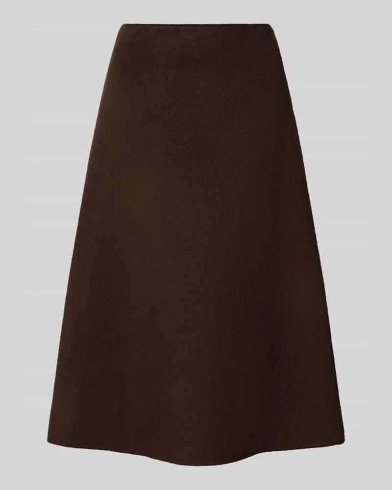 HUGO BOSS A-Linien Midi-Rock aus Woll-Lyocell-Mix Modell 'Vukina_DF Dunkelbraun