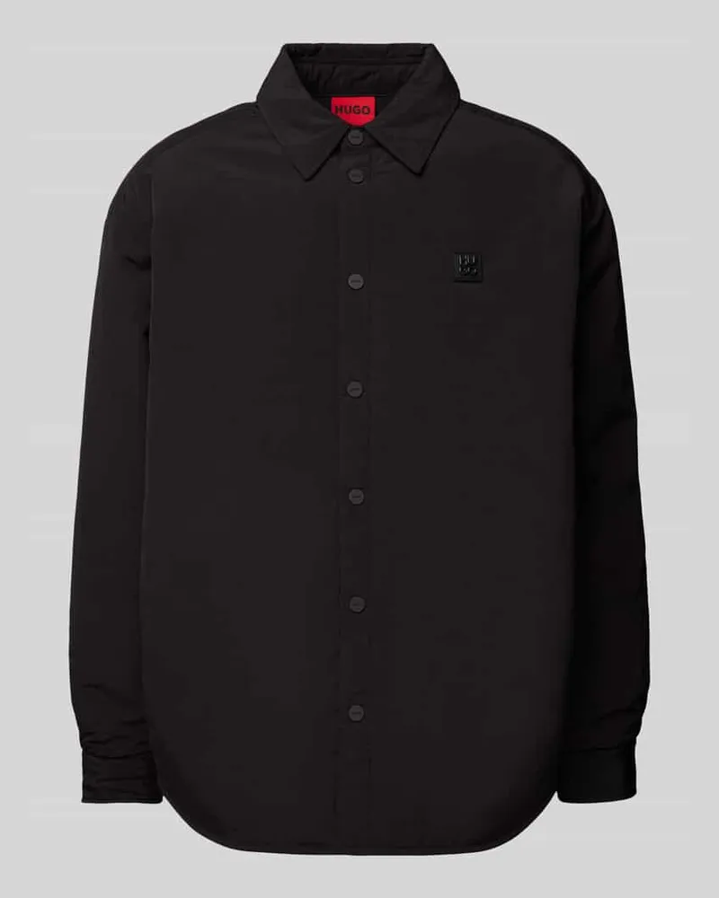HUGO BOSS Regular Fit Hemdjacke mit Label-Patch Modell 'Ellisoe Black