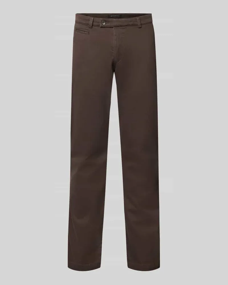 Bugatti Slim Fit Chino aus Baumwoll-Mix Schoko