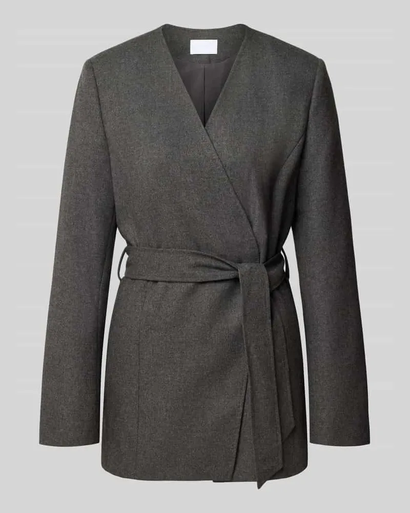 JAKE*S Regular Fit Longline Blazer mit Taillengürtel Dunkelgrau