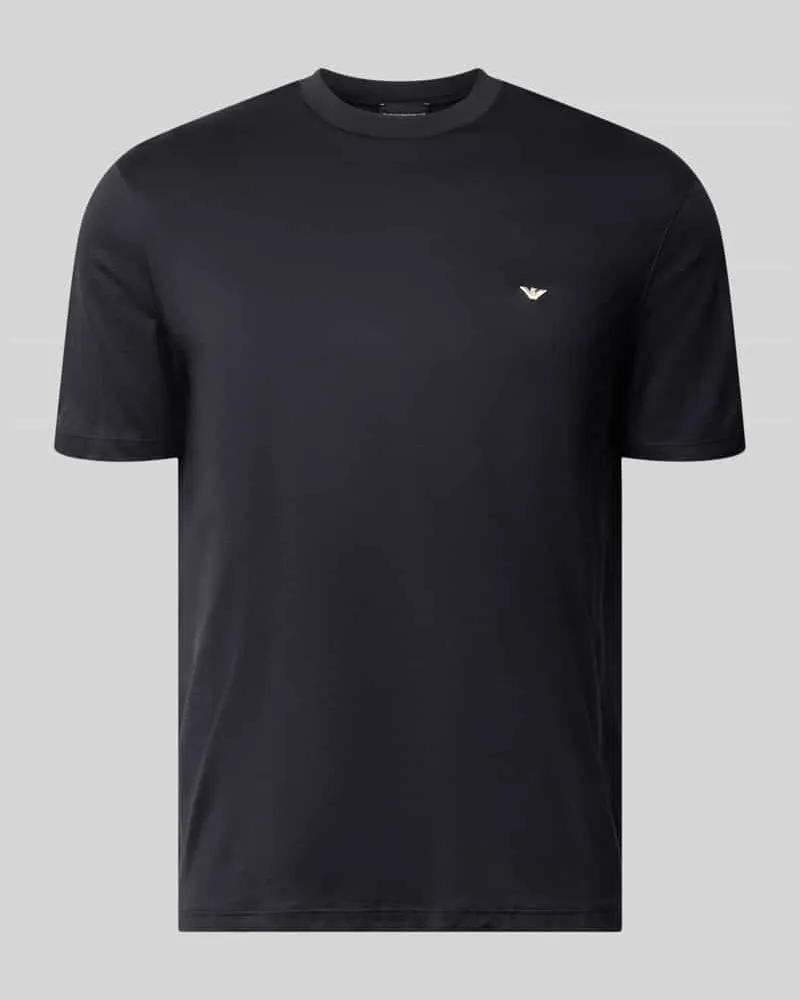Emporio Armani T-Shirt aus Lyocell-Mix mit Label-Stitching Marine