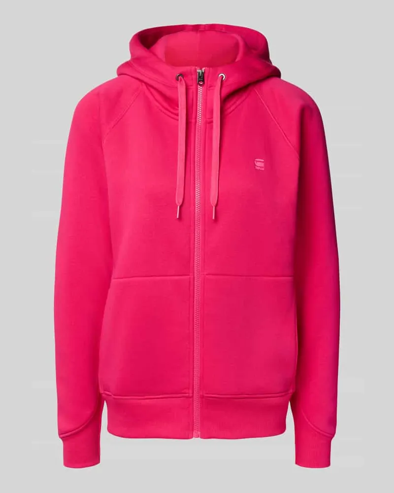 G-STAR RAW Regular Fit Sweatjacke mit Logo-Print Modell 'Premium Pink