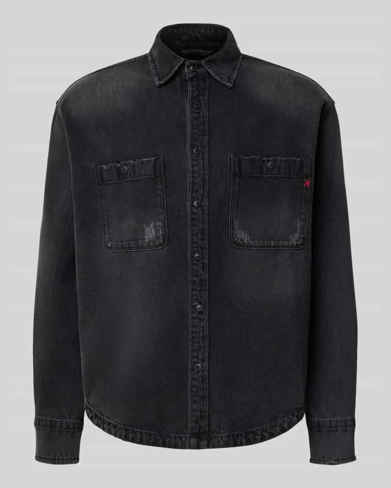 Replay Regular Fit Jeanshemd aus reiner Baumwolle Black