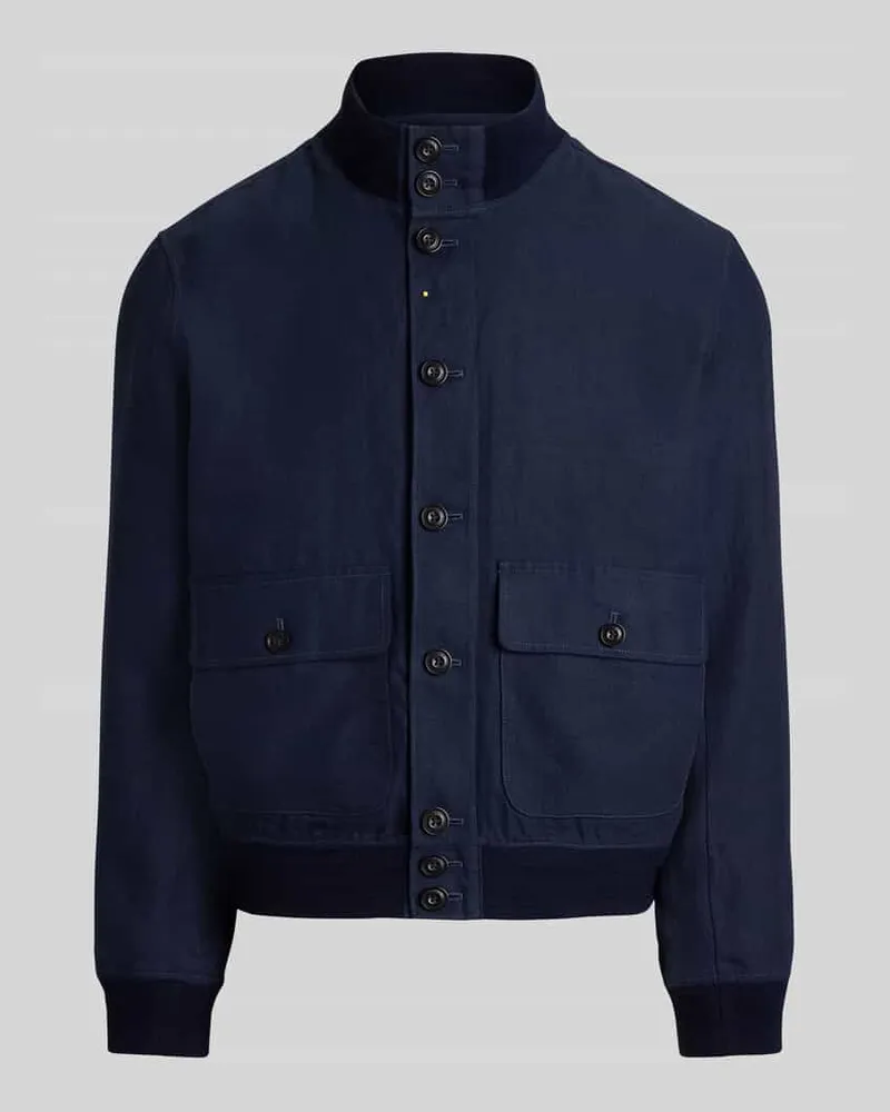 Ralph Lauren Regular Fit Blouson aus reinem Leinen mit aufgesetzten Taschen Dunkelblau