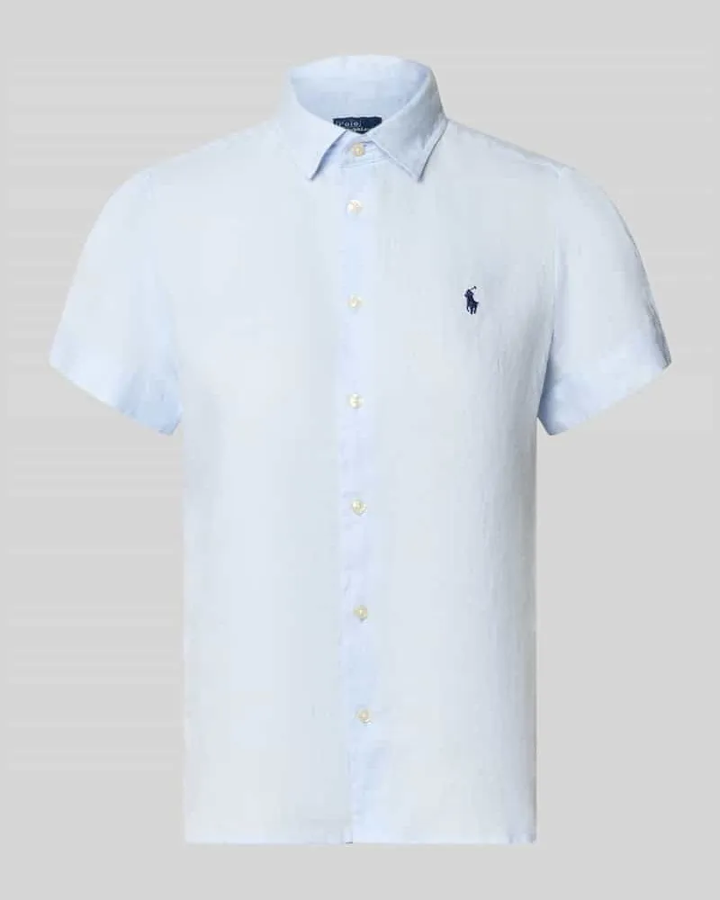 Ralph Lauren Regular Fit Leinenbluse aus reinem Leinen Bleu