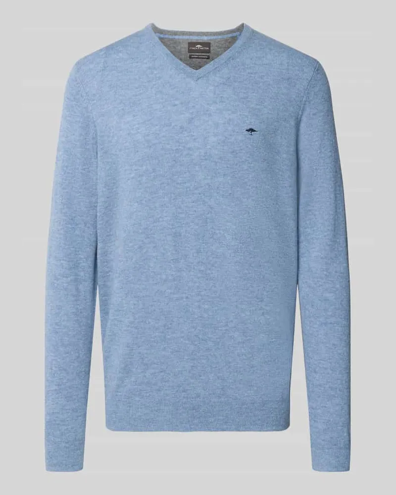 Fynch-Hatton Regular Fit Strickpullover aus Baumwoll-Mix mit Kaschmir-Anteil Hellblau