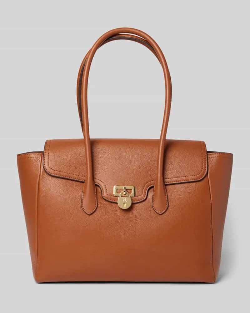 Ralph Lauren Lederhandtasche mit Label-Anhänger Cognac