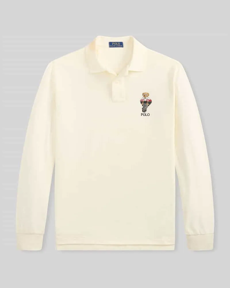 Ralph Lauren Poloshirt mit Bären-Stickerei Offwhite