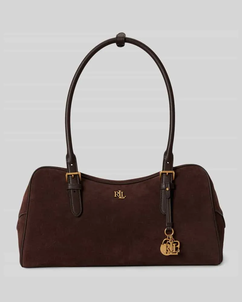 Ralph Lauren Henkeltasche aus echtem Veloursleder Dunkelbraun