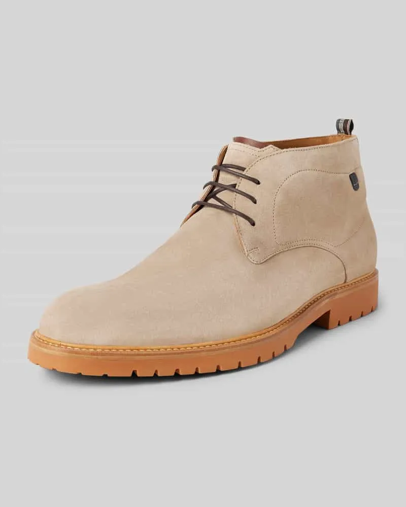 Floris van Bommel Lederboots mit Label-Badge Modell 'De Karper Taupe