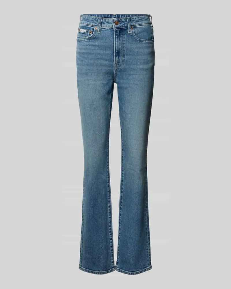 Calvin Klein Skinny Fit Bootcut Jeans im Used-Look mit Label-Detail Jeansblau