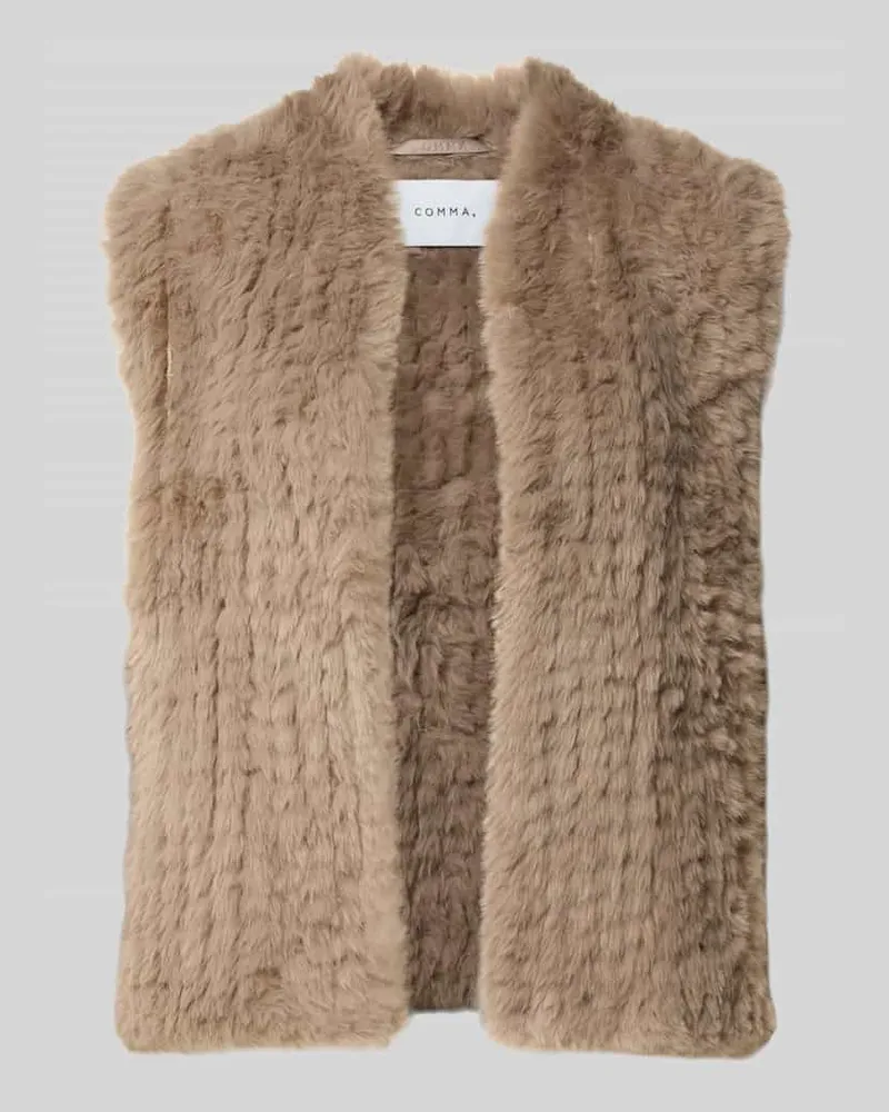 COMMA Regular Fit Weste aus Kunstfell Taupe