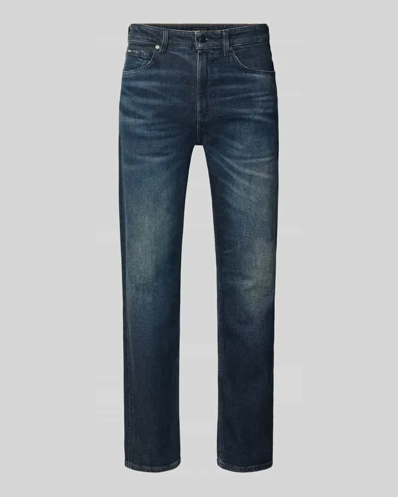 HUGO BOSS Straight Fit Jeans aus Baumwoll-Mix Modell 'C-Ogden Dunkelblau
