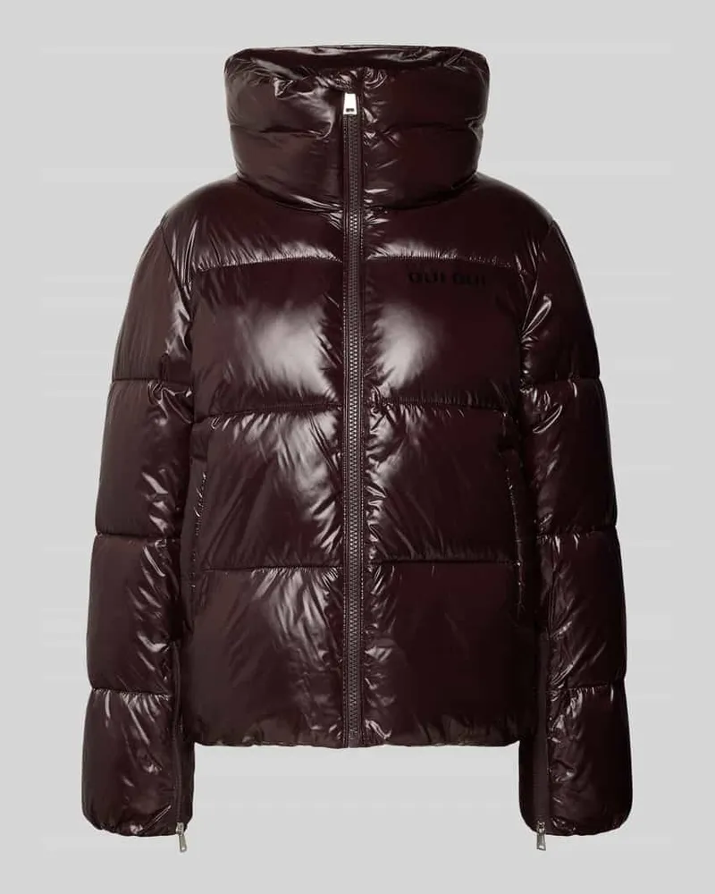 Oui  Regular Fit Steppjacke mit gefüttertem Stehkragen Dunkelbraun